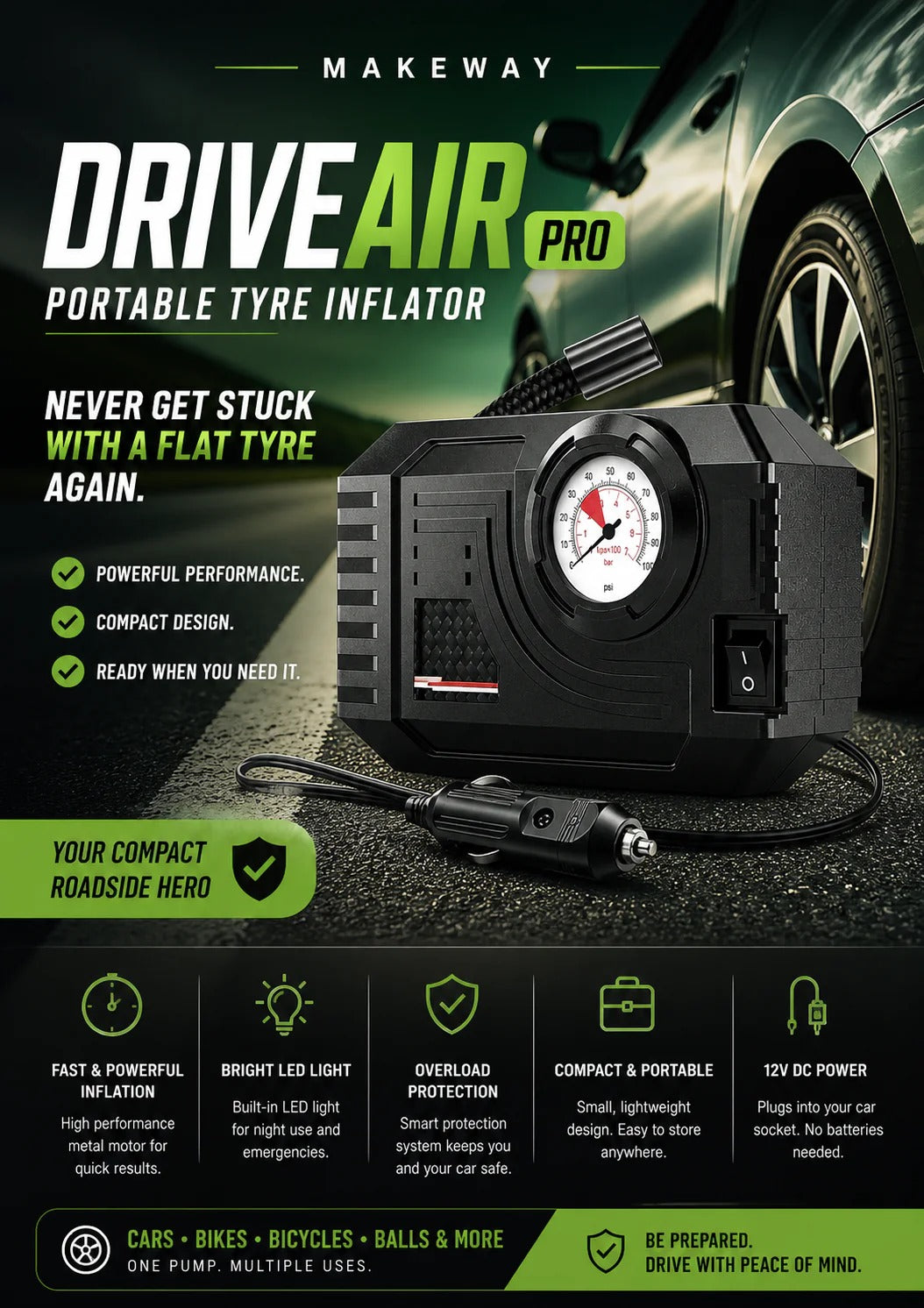 DriveAir Pro - Portable Tyre Inflator