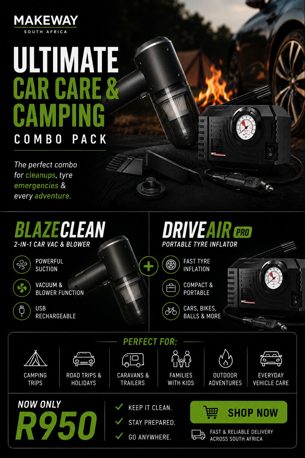 Ultimate Car Care &amp; Camping Combo Pack